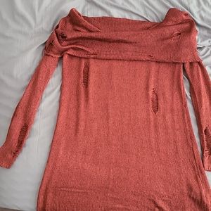 Distressed off the shoulders sweater